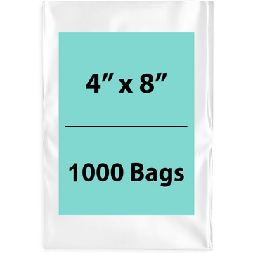 4X8 inches Clear Flat Poly Bags 1.25Mil Open Top (LDPE)